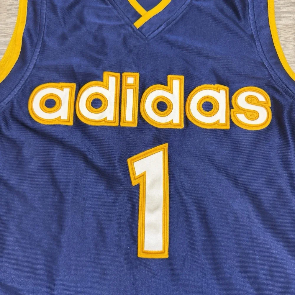 Vintage Adidas Basketball Jersey Mens Medium Blue Yellow Stitched #1